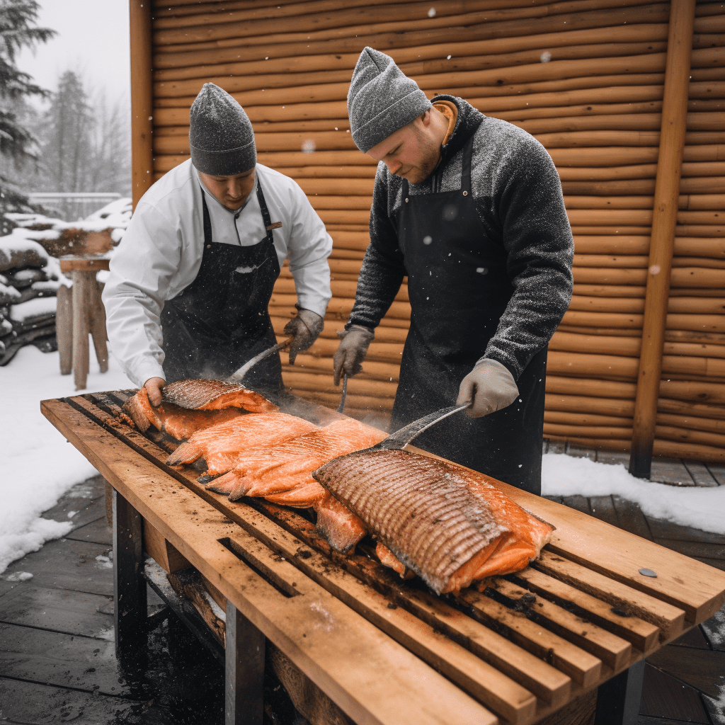 Cedar Plank Salmon with Grainy Mustard Glaze