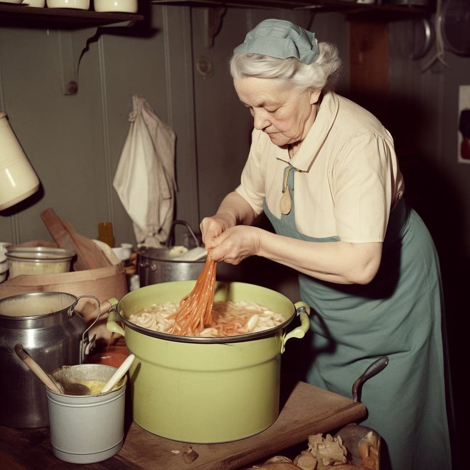 Elderly woman cooking