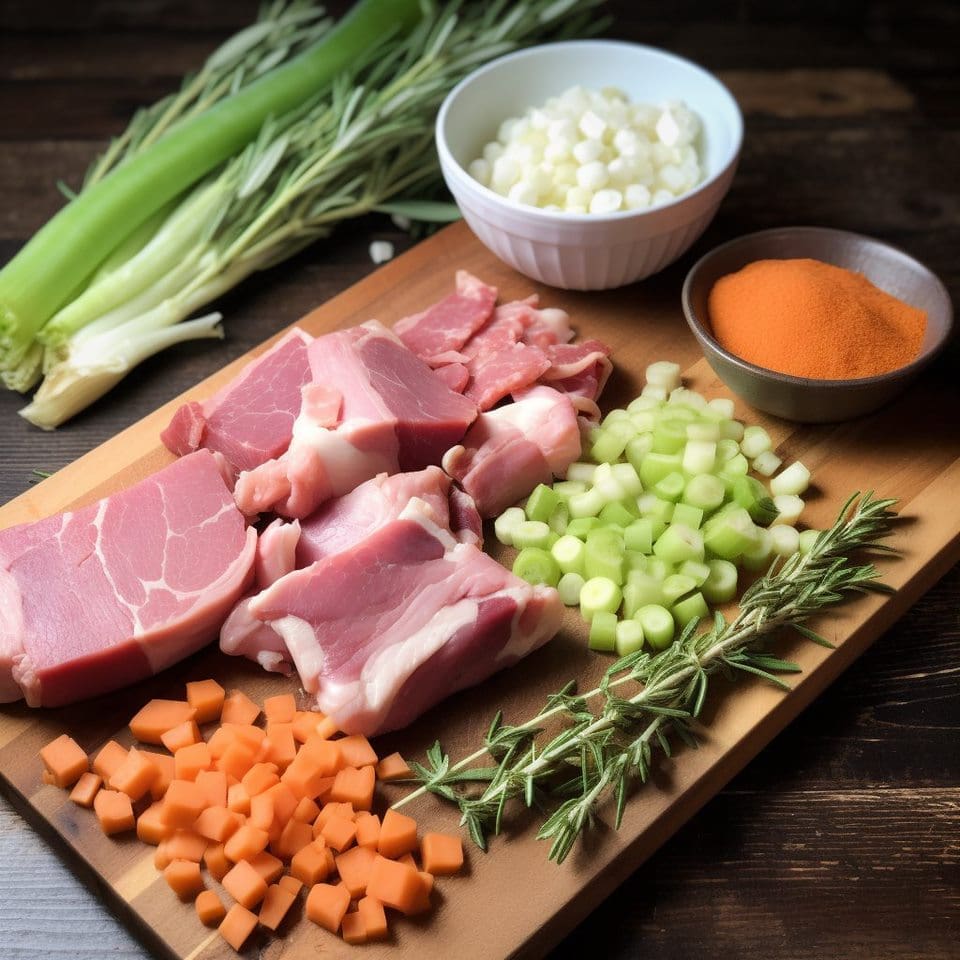 Chopped meat and vegetables