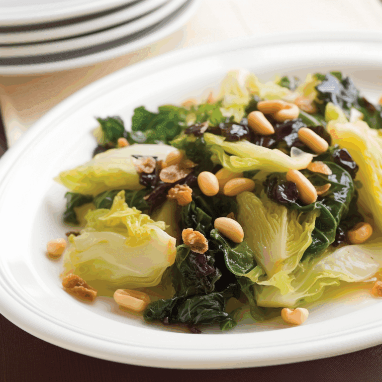 Escarole with Pine Nuts and Raisins