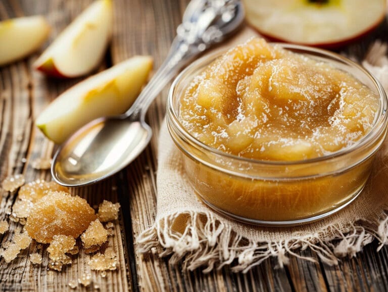 Homemade apple sauce in a glass jar